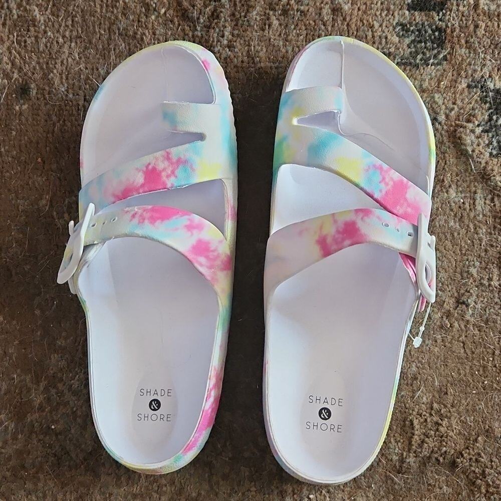 Shade & Shore Girls size 8 new unused tie dye design sandals